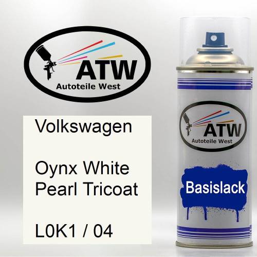 Volkswagen, Oynx White Pearl Tricoat, L0K1 / 04: 400ml Sprühdose, von ATW Autoteile West.